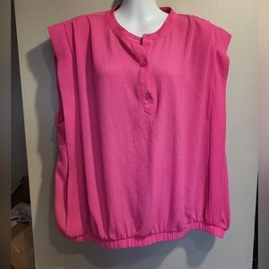 Reitmans Pink Boxy Blouse with Mandarin Collar, Size 2XL